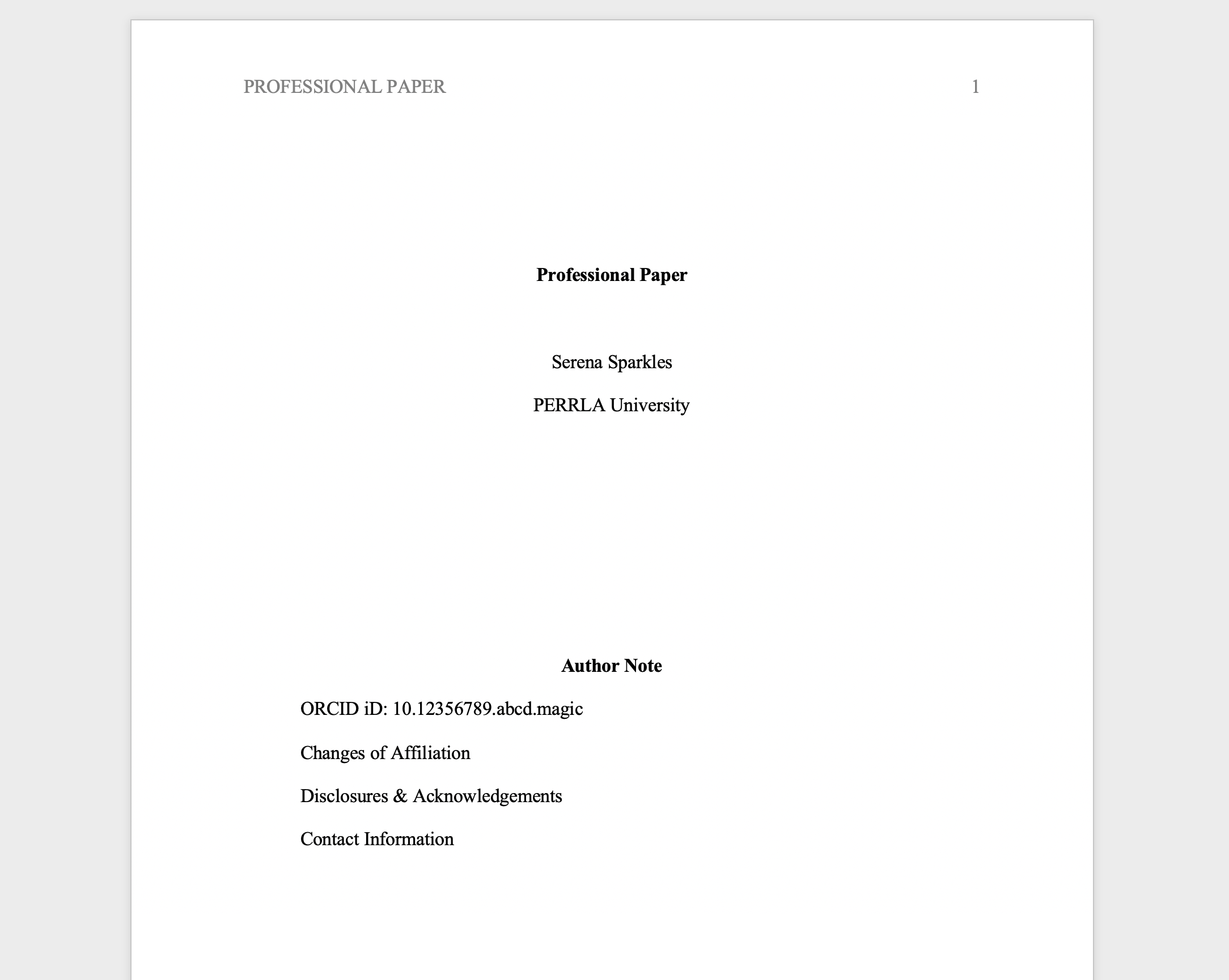 apa format paper title page